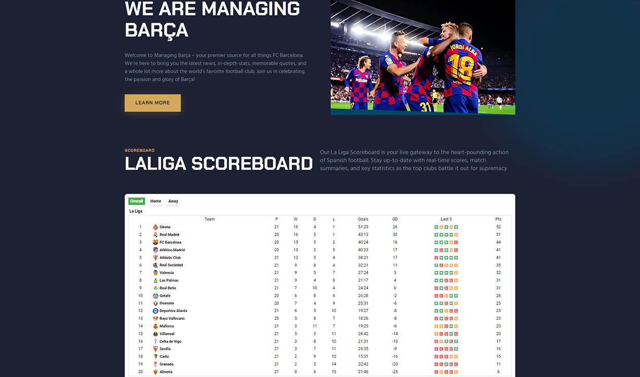 Managing Barca Website Screenshot