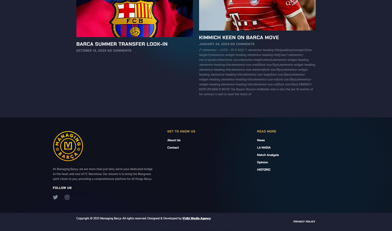 Managing Barca Website Screenshot